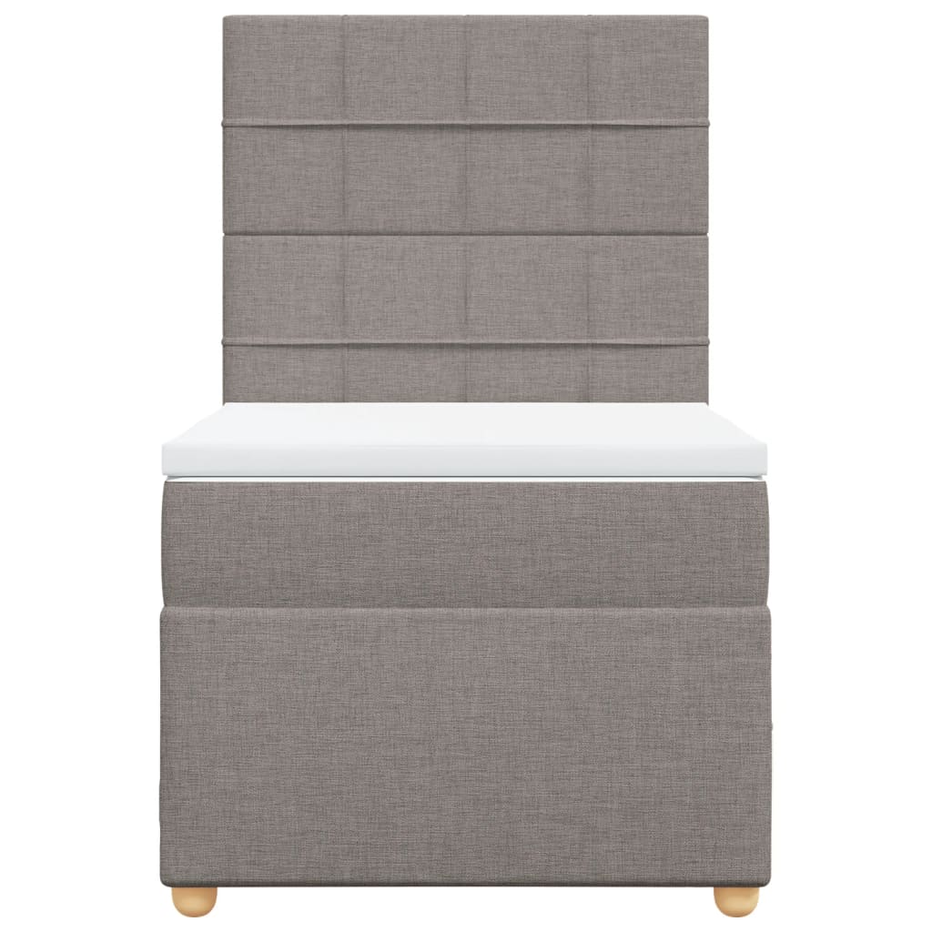 Pat box spring cu saltea, gri taupe, 90x190 cm, textil GartenMobel Dekor