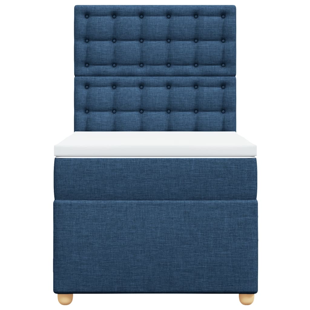 Pat box spring cu saltea, albastru, 100x200 cm, textil GartenMobel Dekor