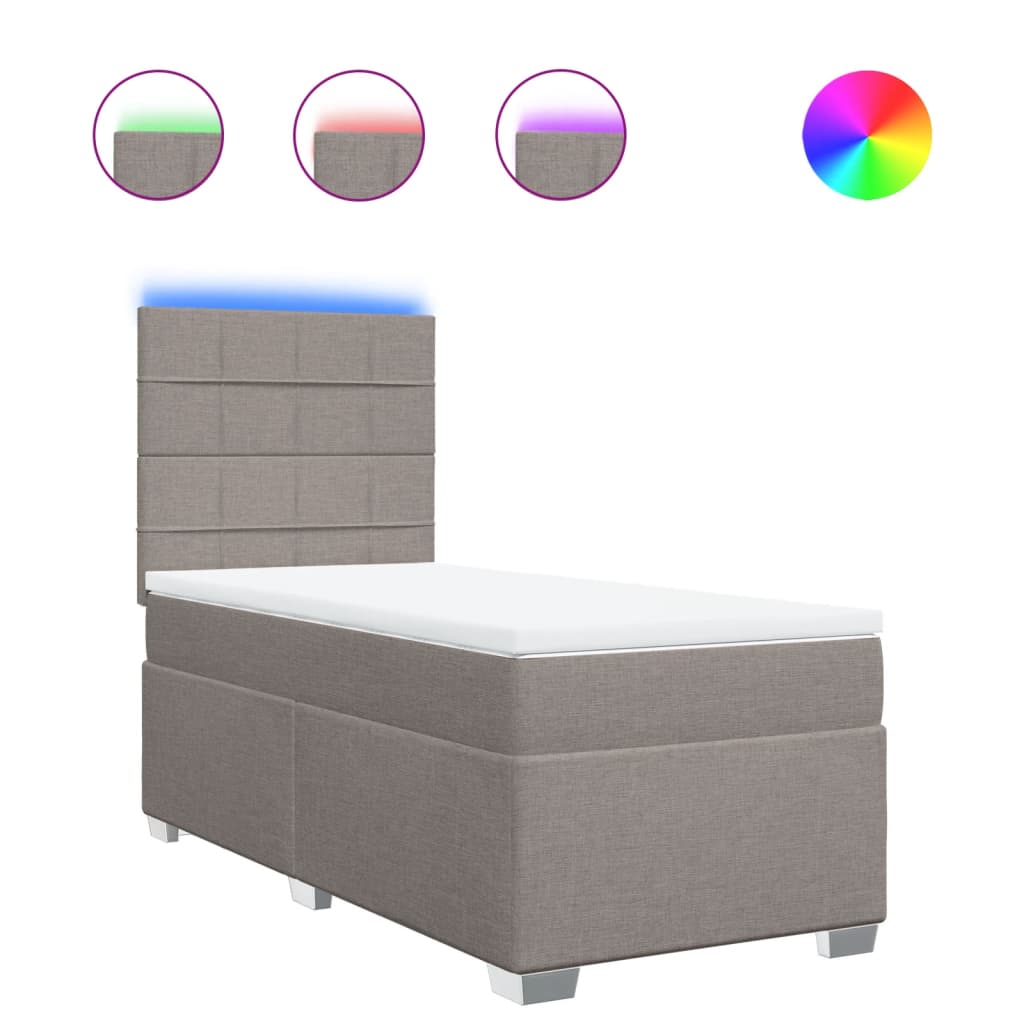 Pat box spring cu saltea, gri taupe, 100x200 cm, textil GartenMobel Dekor