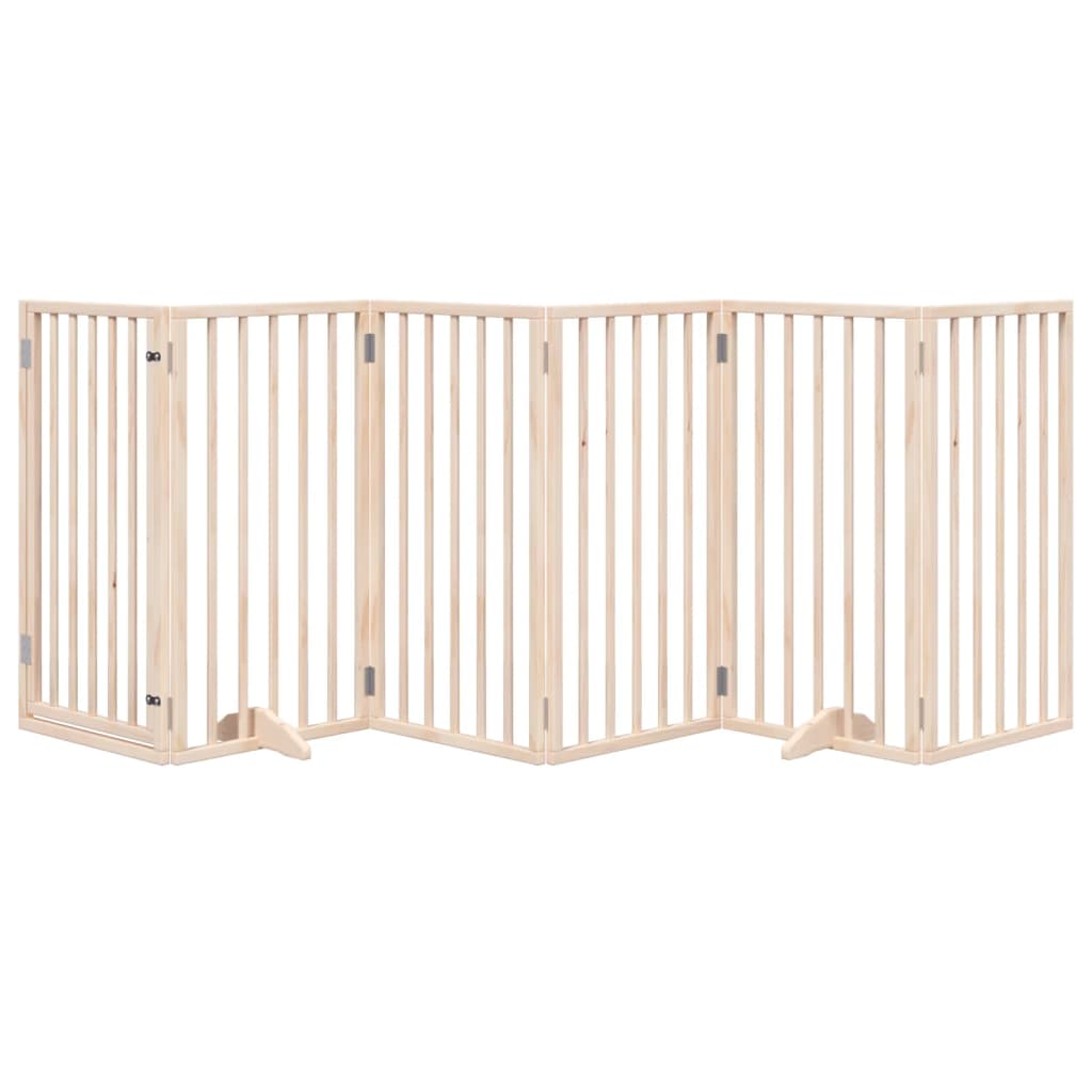 Poartă de câini pliabilă cu ușă, 6 panouri, 300 cm, lemn plop GartenMobel Dekor