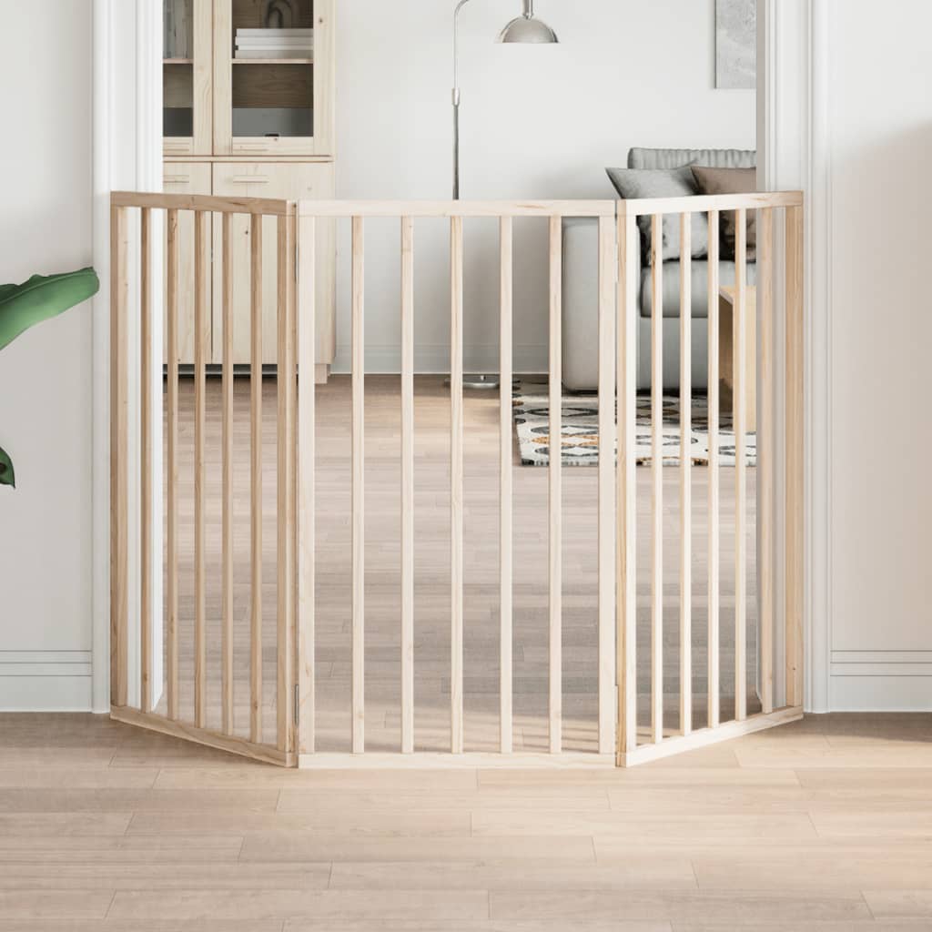 Poartă pentru câini pliabilă, 3 panouri, 150 cm, lemn de plop GartenMobel Dekor