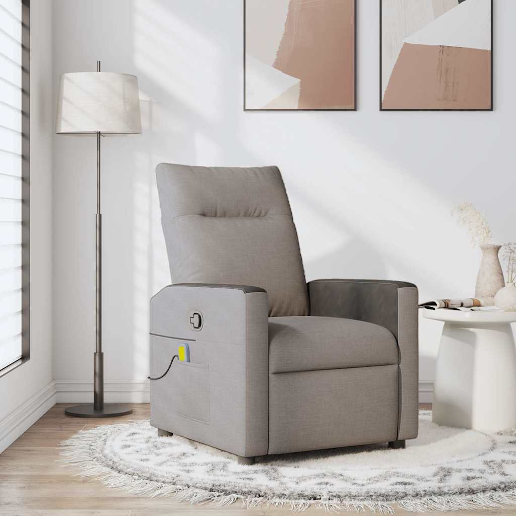 Fotoliu de masaj rabatabil, gri taupe, material textil GartenMobel Dekor