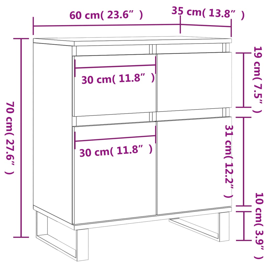 Servantă, alb, 60x35x70 cm, lemn prelucrat GartenMobel Dekor