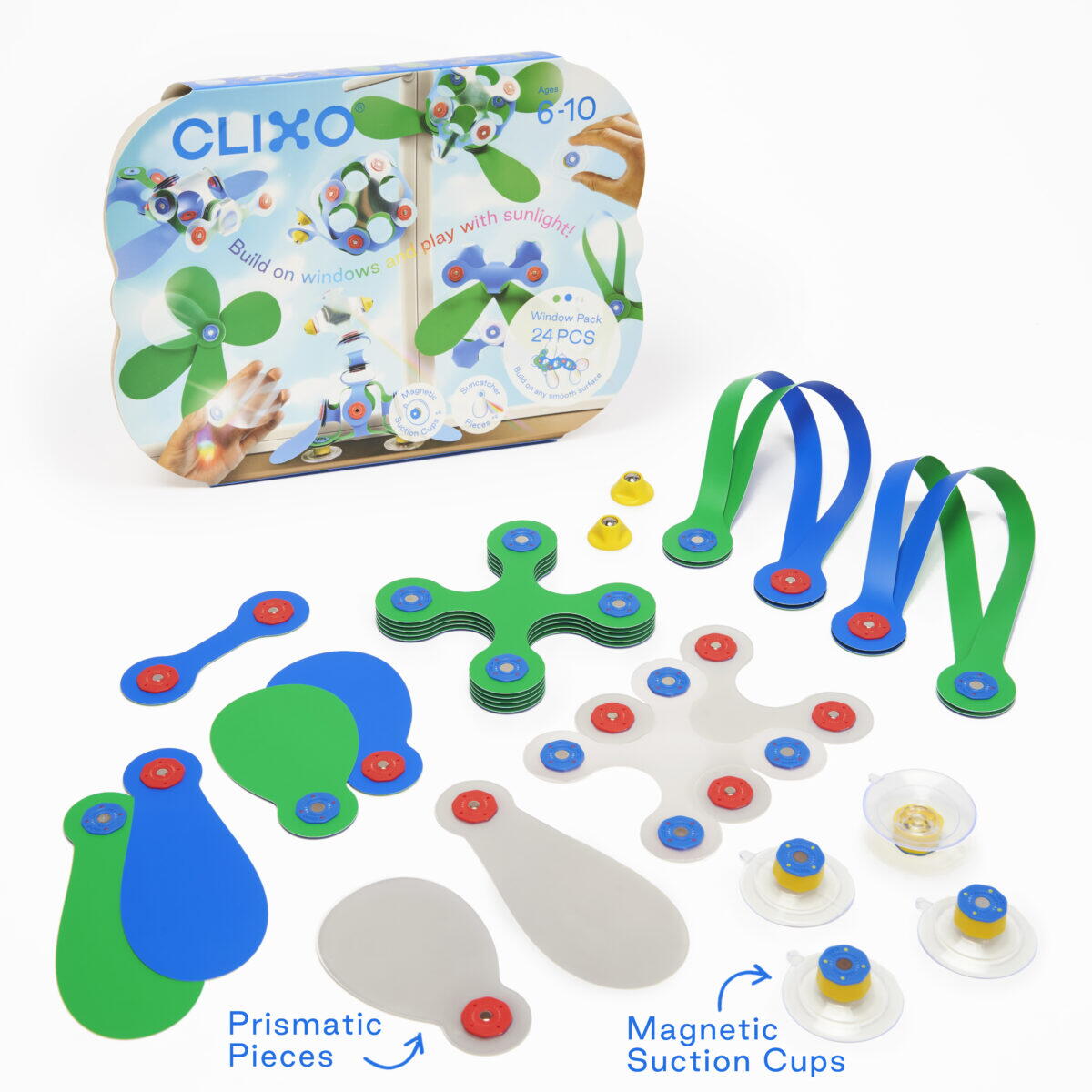 Clixo® joc magnetic de construit - Arta pe geam (24 piese) PlayLearn Toys