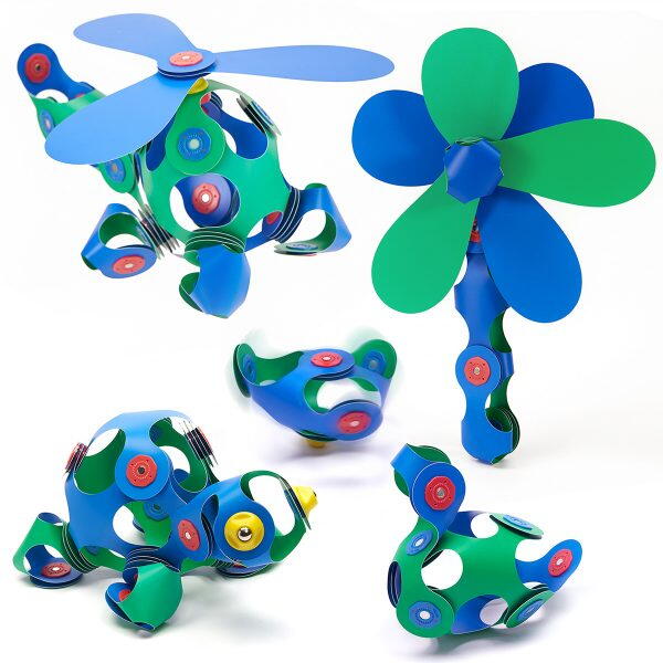 Clixo® joc magnetic de construit - Crew Albastru & Verde (30 piese) PlayLearn Toys
