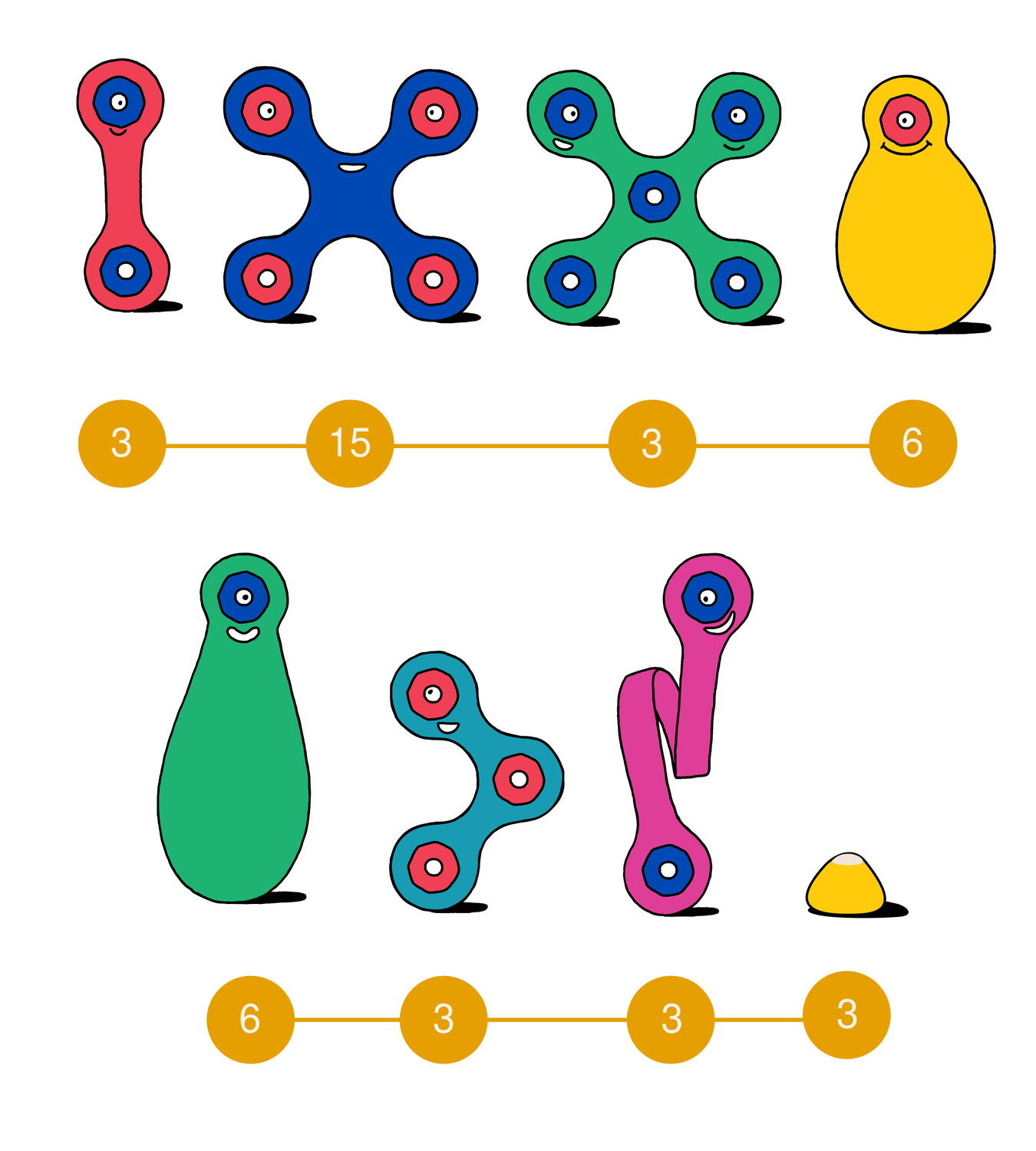 Clixo® joc magnetic de construit - Curcubeu (42 piese) PlayLearn Toys