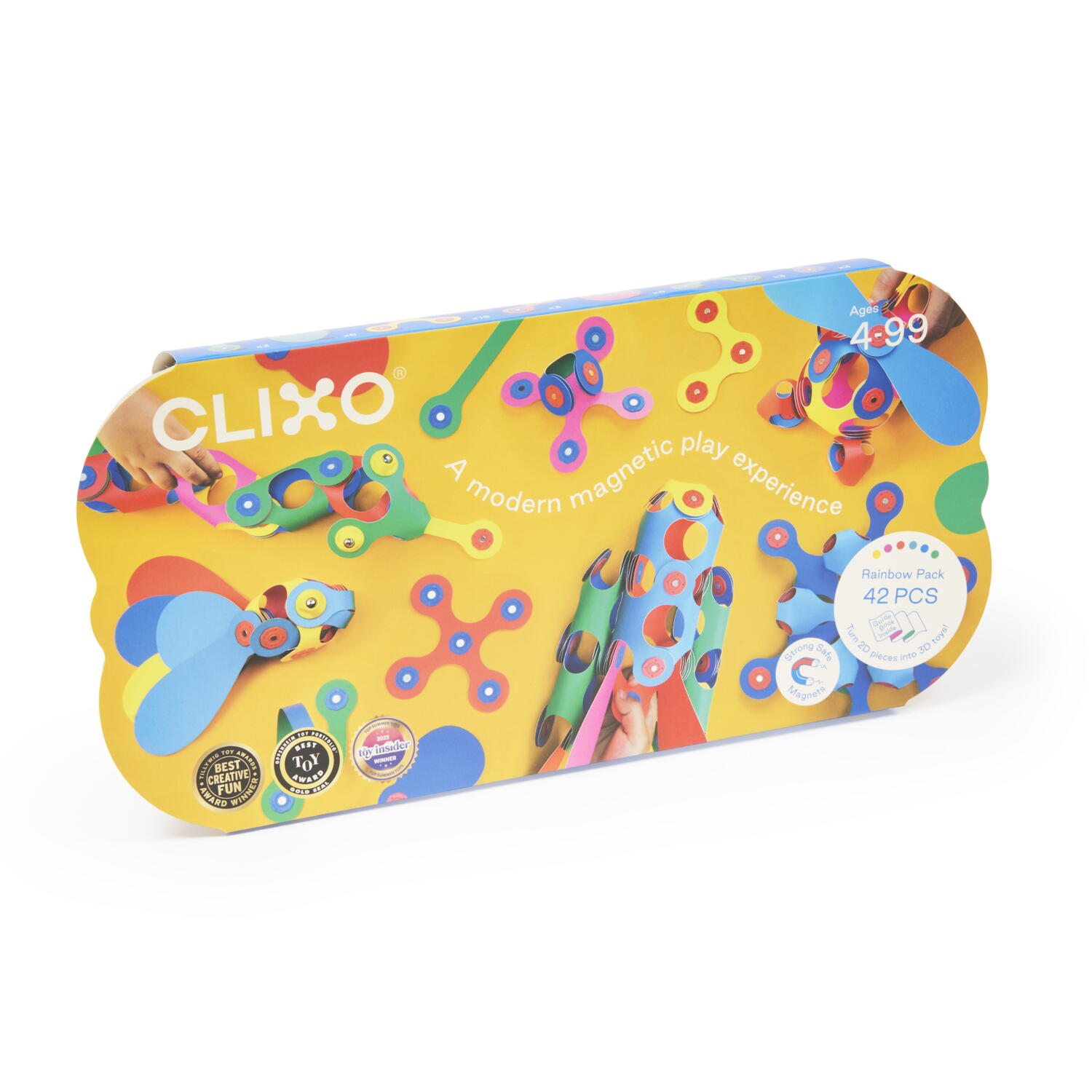 Clixo® joc magnetic de construit - Curcubeu (42 piese) PlayLearn Toys