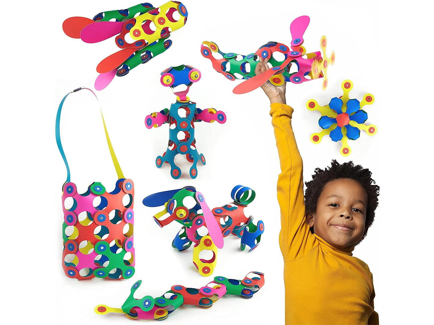 Clixo® joc magnetic de construit - Curcubeu (42 piese) PlayLearn Toys
