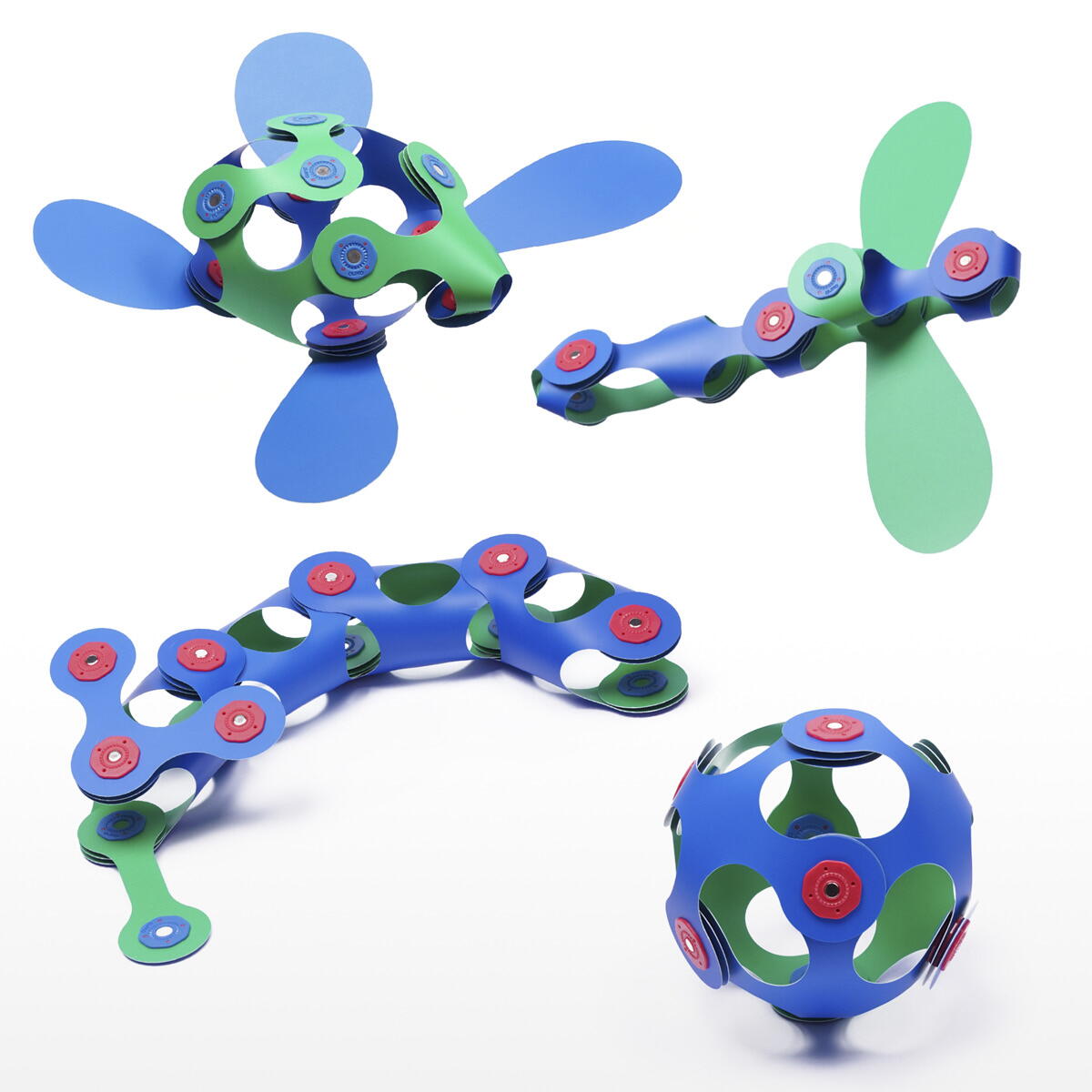 Clixo® joc magnetic de construit - Itsy Albastru & Verde (18 piese) PlayLearn Toys