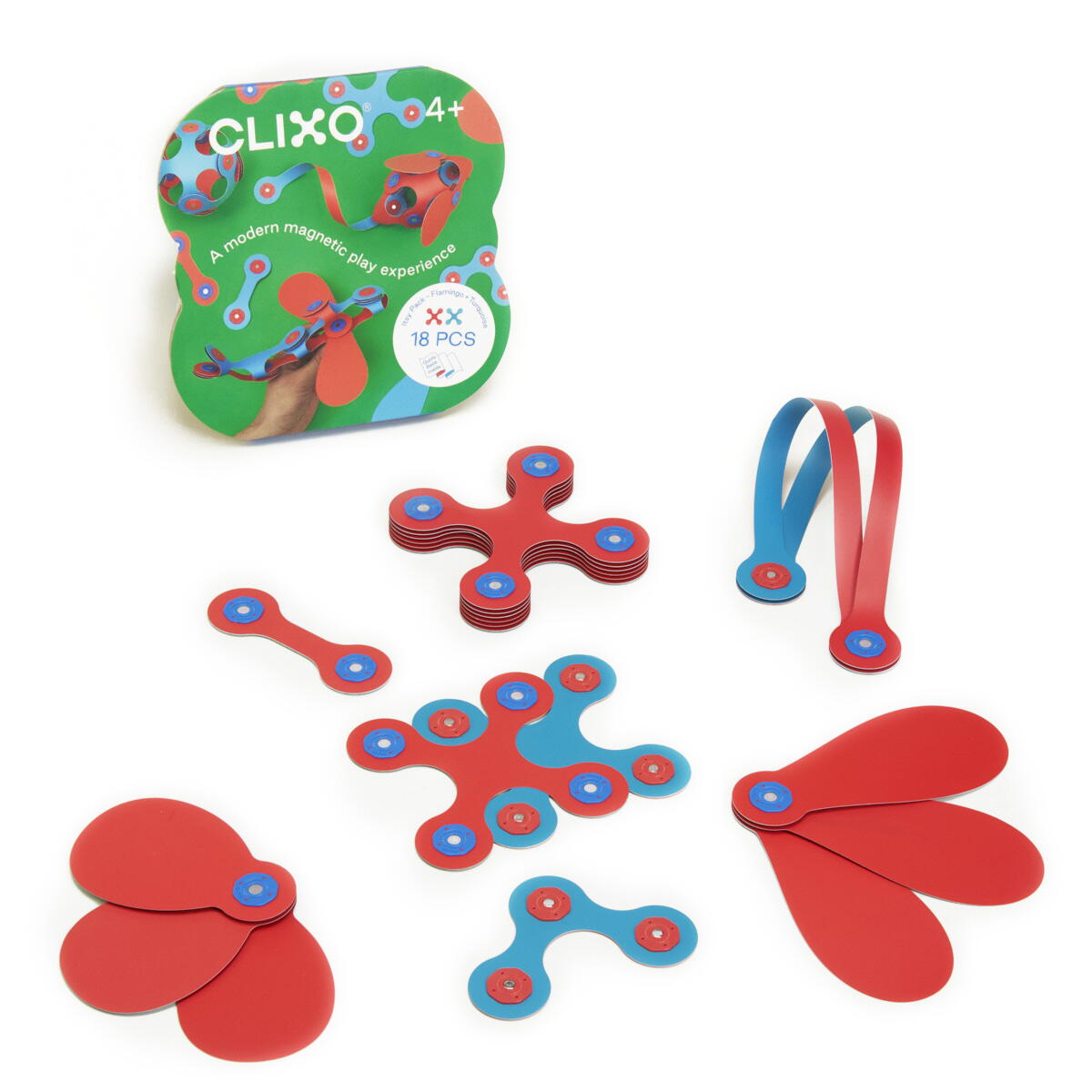 Clixo® joc magnetic de construit - Itsy Flamingo & Turcoaz (18 piese) PlayLearn Toys