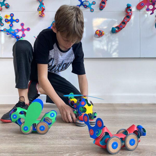 Clixo® joc magnetic de construit - Modele cu rotite (72 piese) PlayLearn Toys