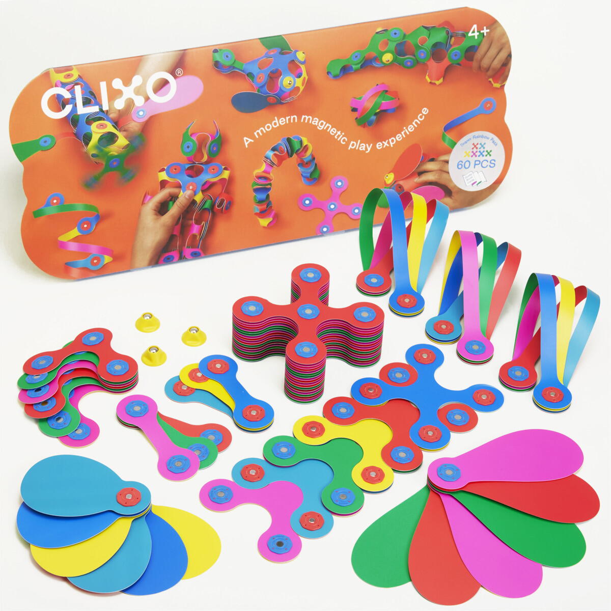 Clixo® joc magnetic de construit - Super Curcubeu (60 piese) PlayLearn Toys