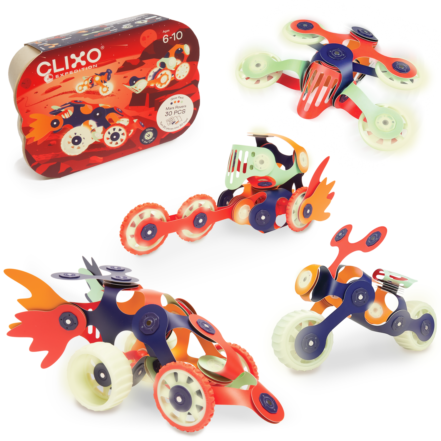 Clixo® joc magnetic de construit - Vehicule spatiale ( 30 piese) PlayLearn Toys