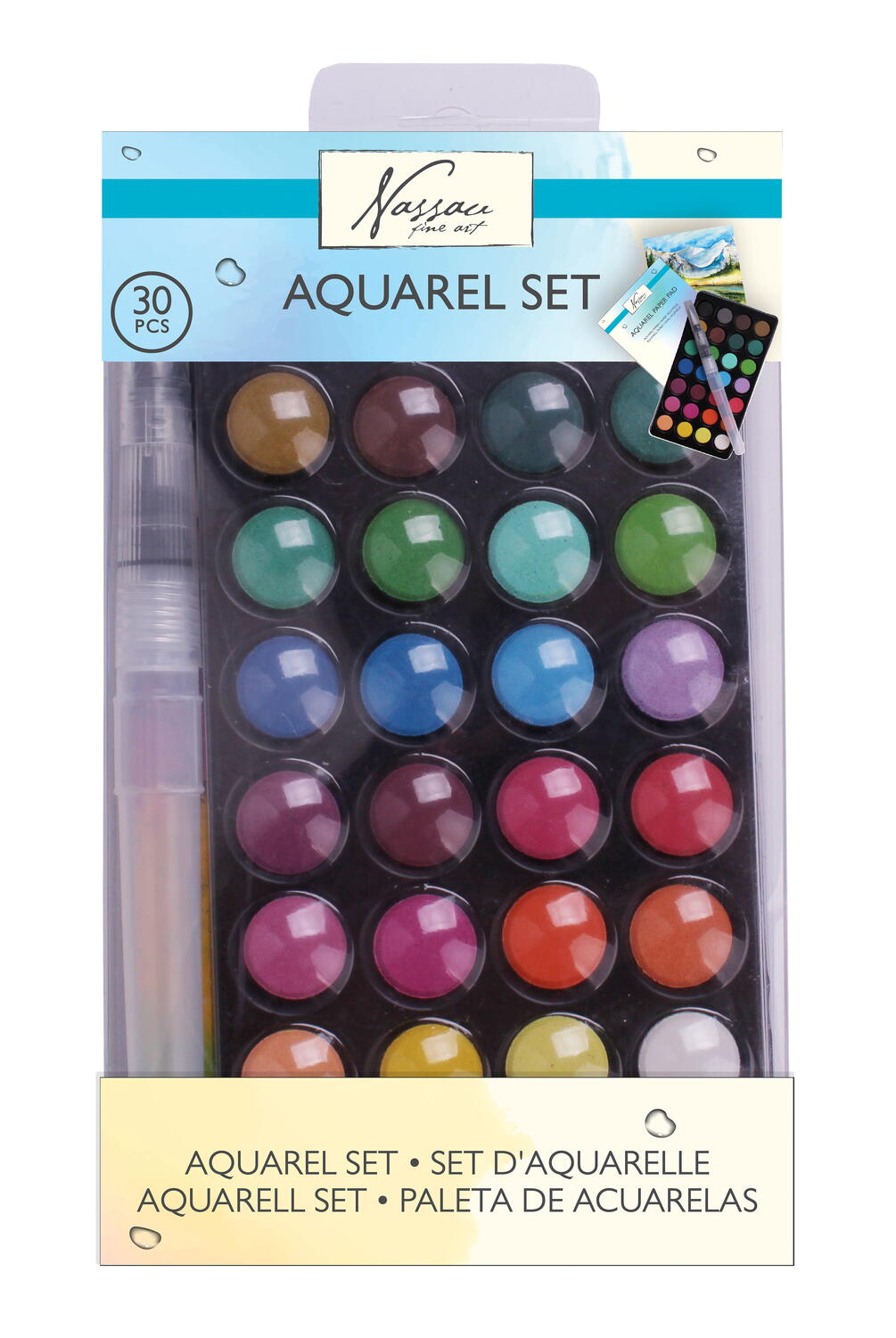 Set 28 acuarele si pensula cu rezervor PlayLearn Toys