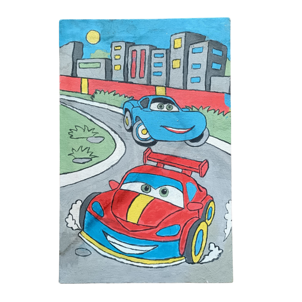 Tablou pictura pe numere - Cursa masinutelor PlayLearn Toys