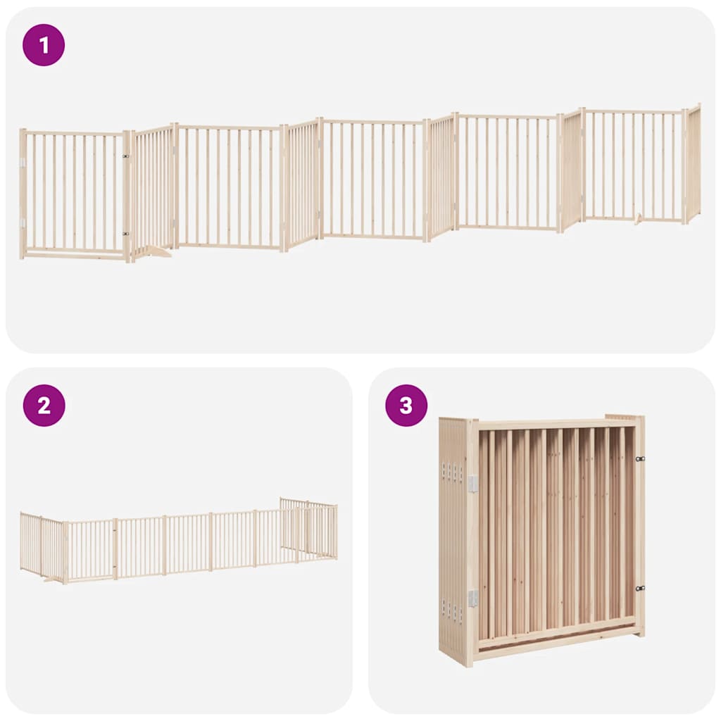 Poartă de câini pliabilă cu ușă, 10 panouri, 800 cm, lemn plop GartenMobel Dekor