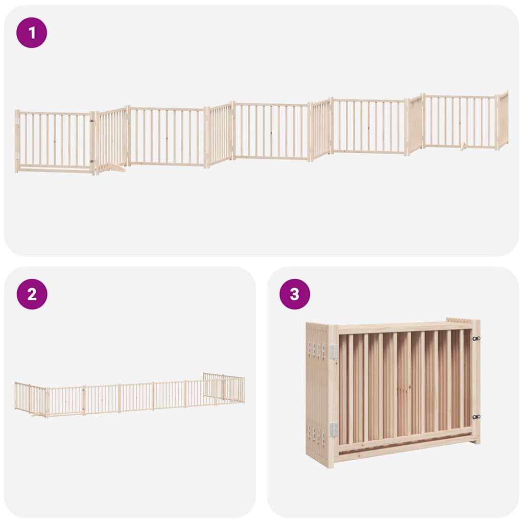 Poartă de câini pliabilă cu ușă, 10 panouri, 800 cm, lemn plop GartenMobel Dekor
