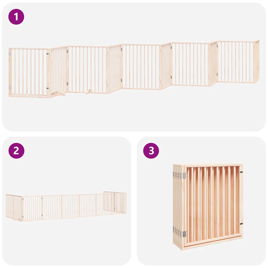 Poartă de câini pliabilă cu ușă, 10 panouri, 800 cm, lemn plop GartenMobel Dekor