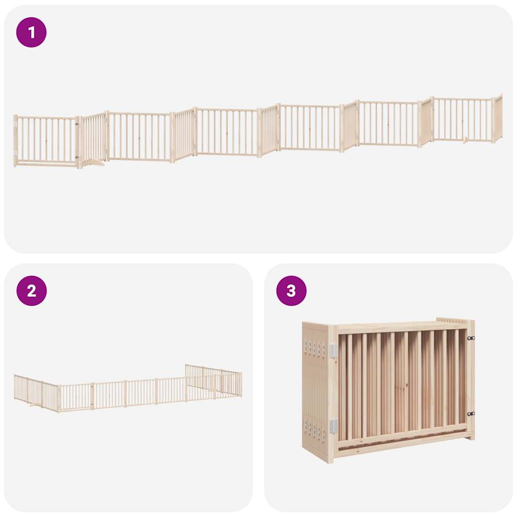 Poartă de câini pliabilă cu ușă, 12 panouri, 960 cm, lemn plop GartenMobel Dekor
