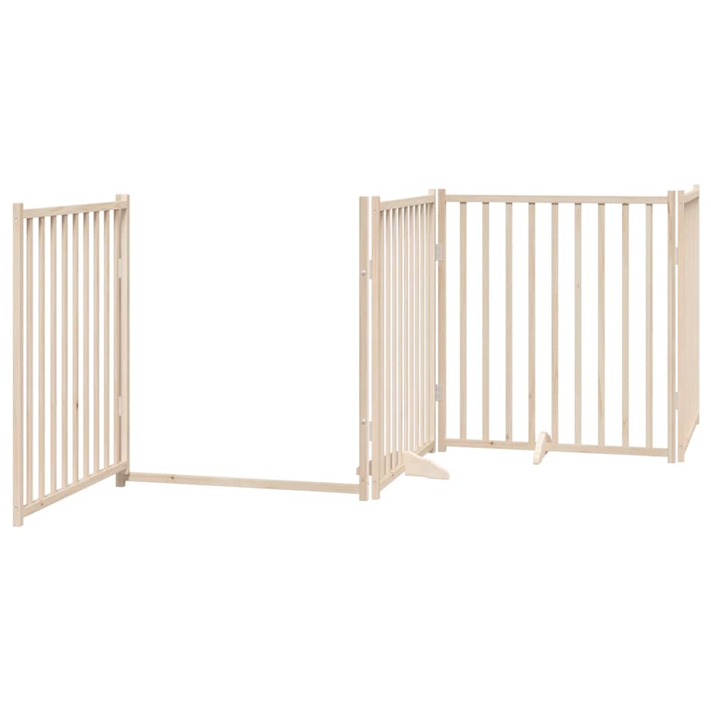 Poartă de câini pliabilă cu ușă, 12 panouri, 960 cm, lemn plop GartenMobel Dekor