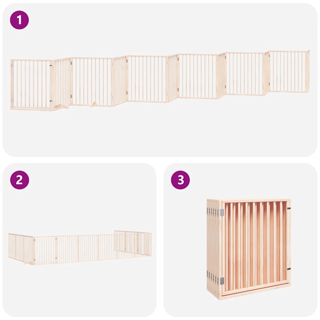 Poartă de câini pliabilă cu ușă, 12 panouri, 960 cm, lemn plop GartenMobel Dekor