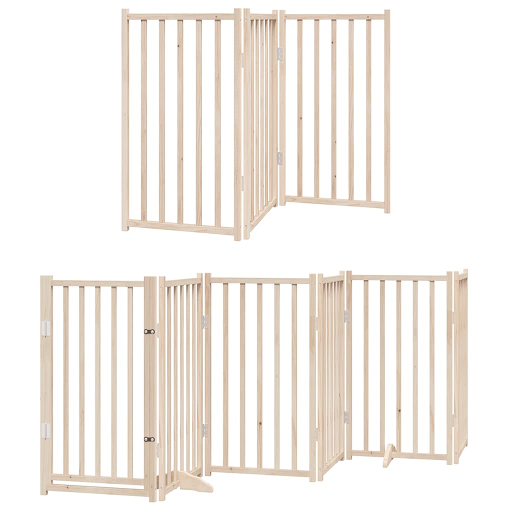 Poartă de câini pliabilă cu ușă, 15 panouri, 750 cm, lemn plop GartenMobel Dekor