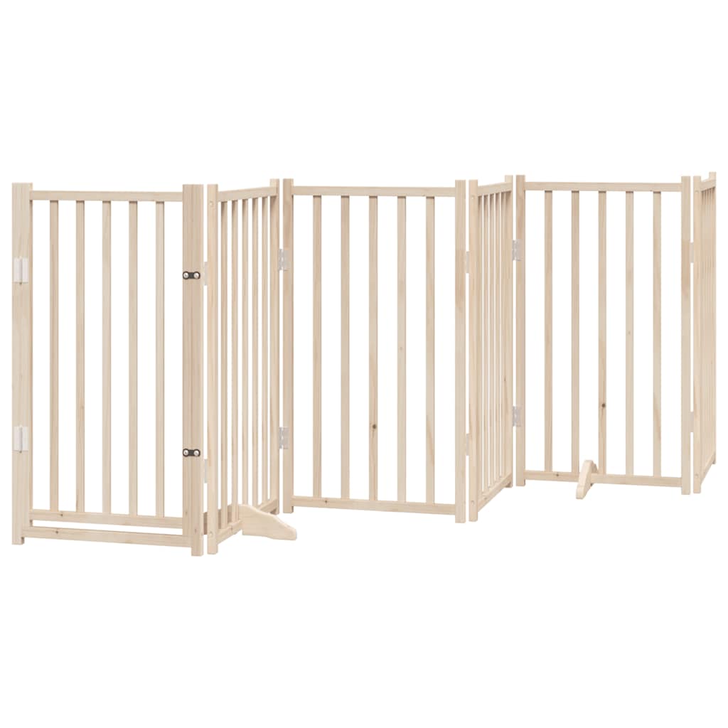 Poartă de câini pliabilă cu ușă, 15 panouri, 750 cm, lemn plop GartenMobel Dekor