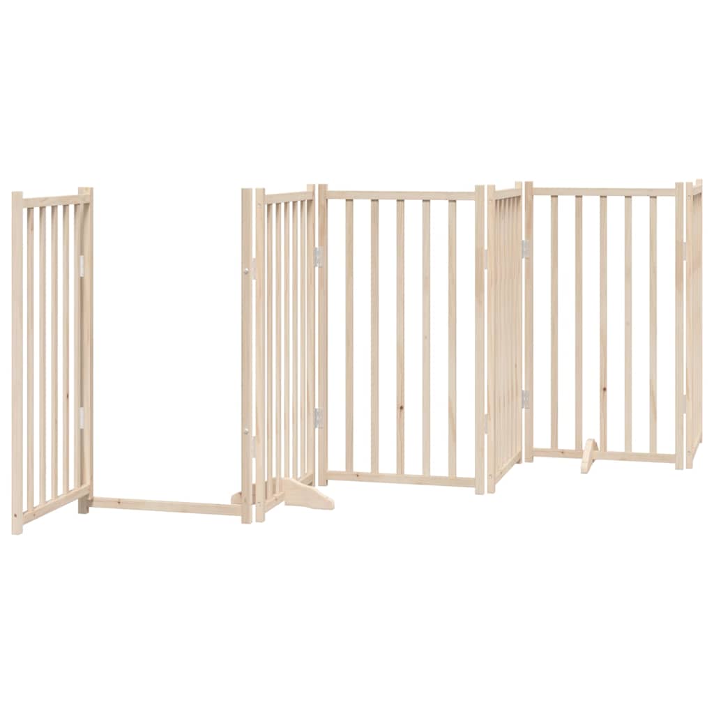 Poartă de câini pliabilă cu ușă, 15 panouri, 750 cm, lemn plop GartenMobel Dekor
