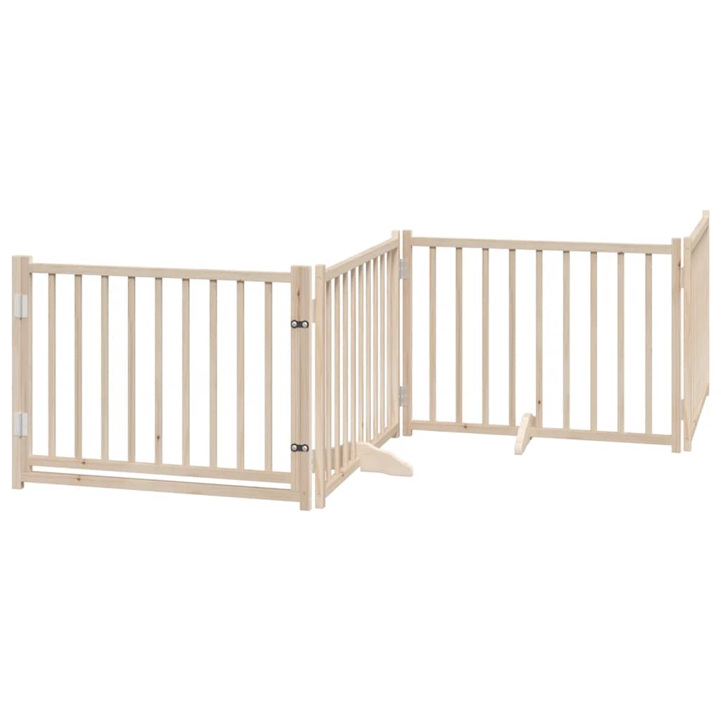 Poartă de câini pliabilă cu ușă, 6 panouri, 480 cm, lemn plop GartenMobel Dekor