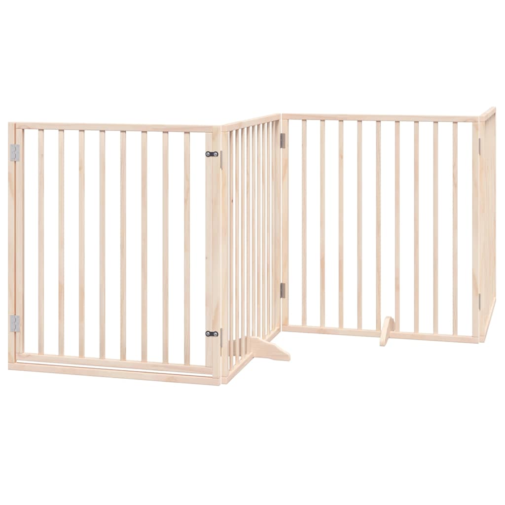 Poartă de câini pliabilă cu ușă, 8 panouri, 640 cm, lemn plop GartenMobel Dekor