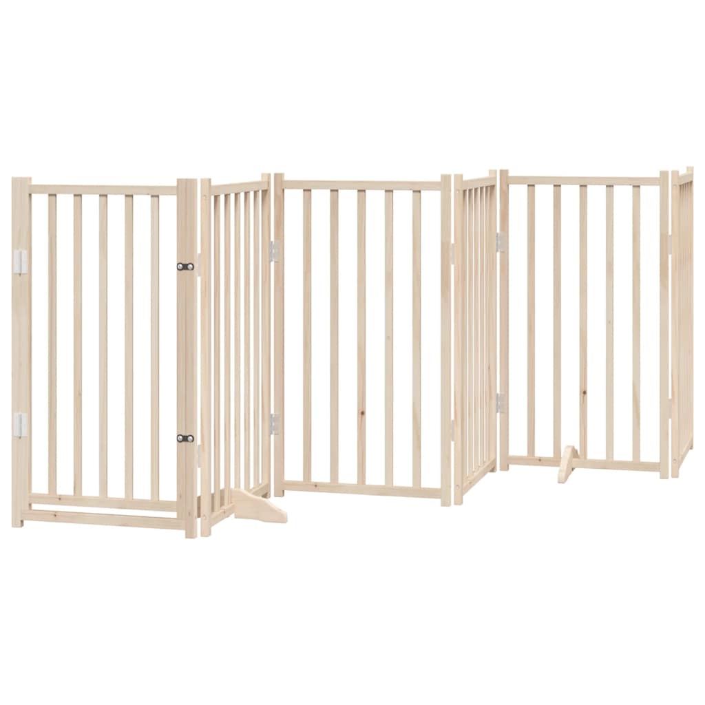 Poartă de câini pliabilă cu ușă, 9 panouri, 450 cm, lemn plop GartenMobel Dekor