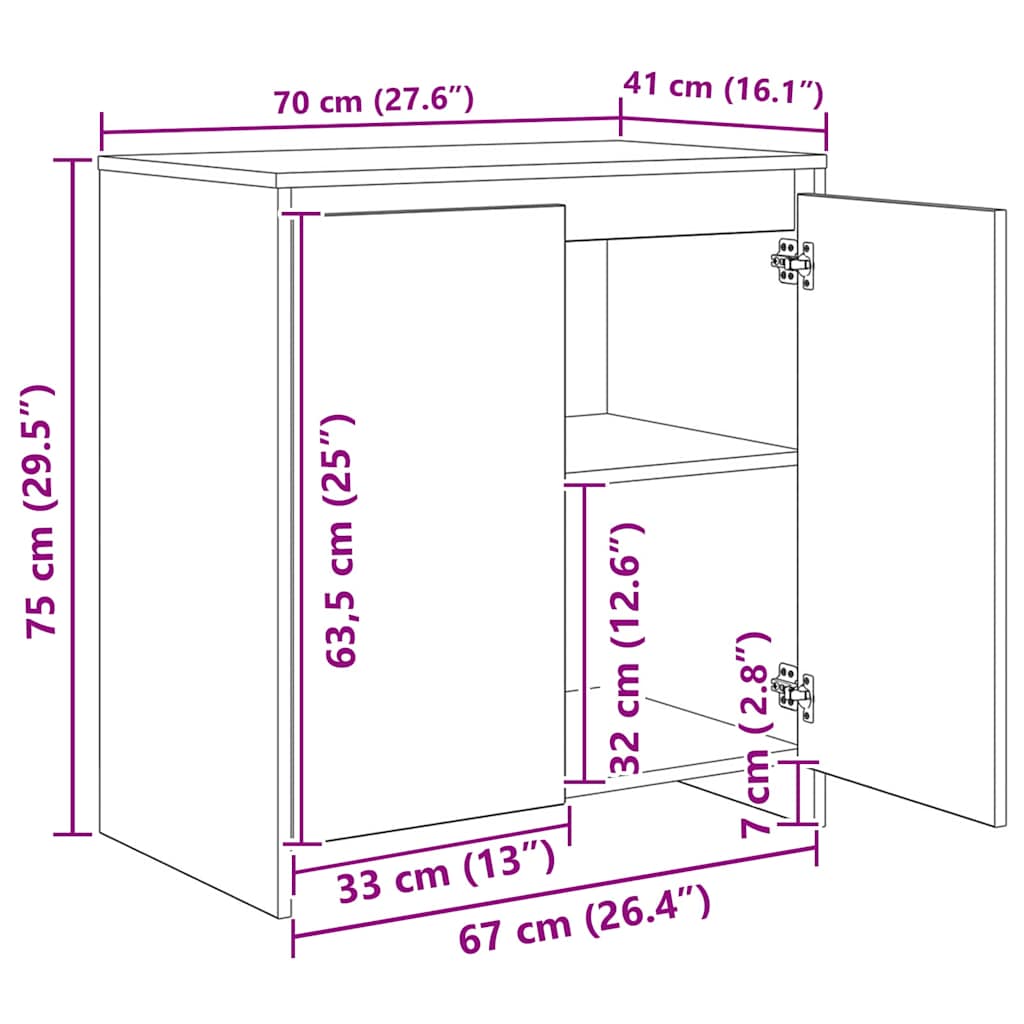 Bufet 3 pcs Stejar negru 70 x 41 x 75 cm Lemn compozit GartenMobel Dekor