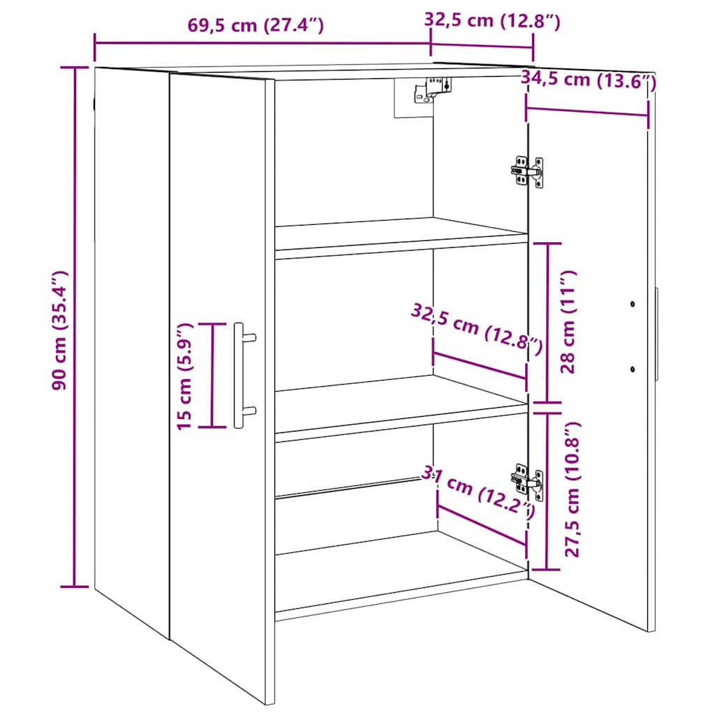 Mobilier cu Montaj pe Perete 2 pcs Stejar negru GartenMobel Dekor