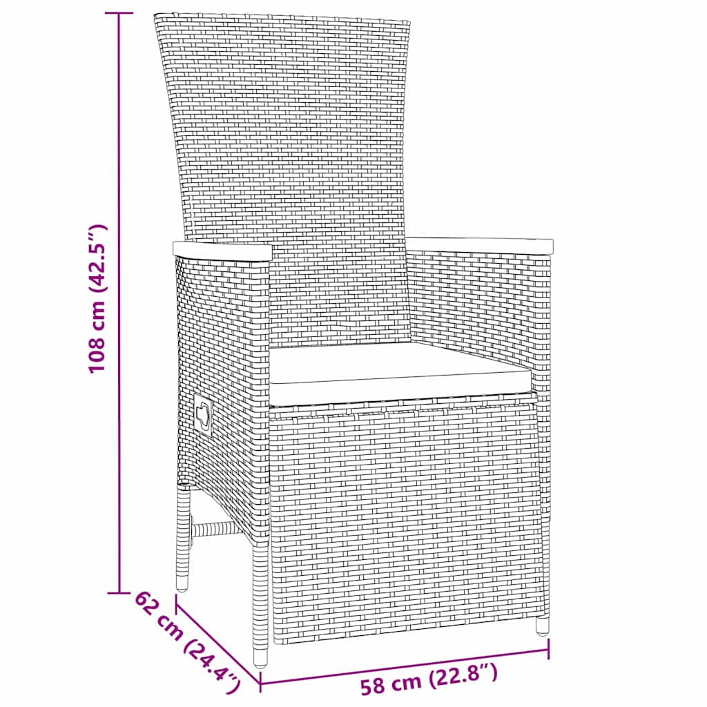 Set de masă pentru grădină cu pernă 5 pcs Gri Rattan poli GartenMobel Dekor
