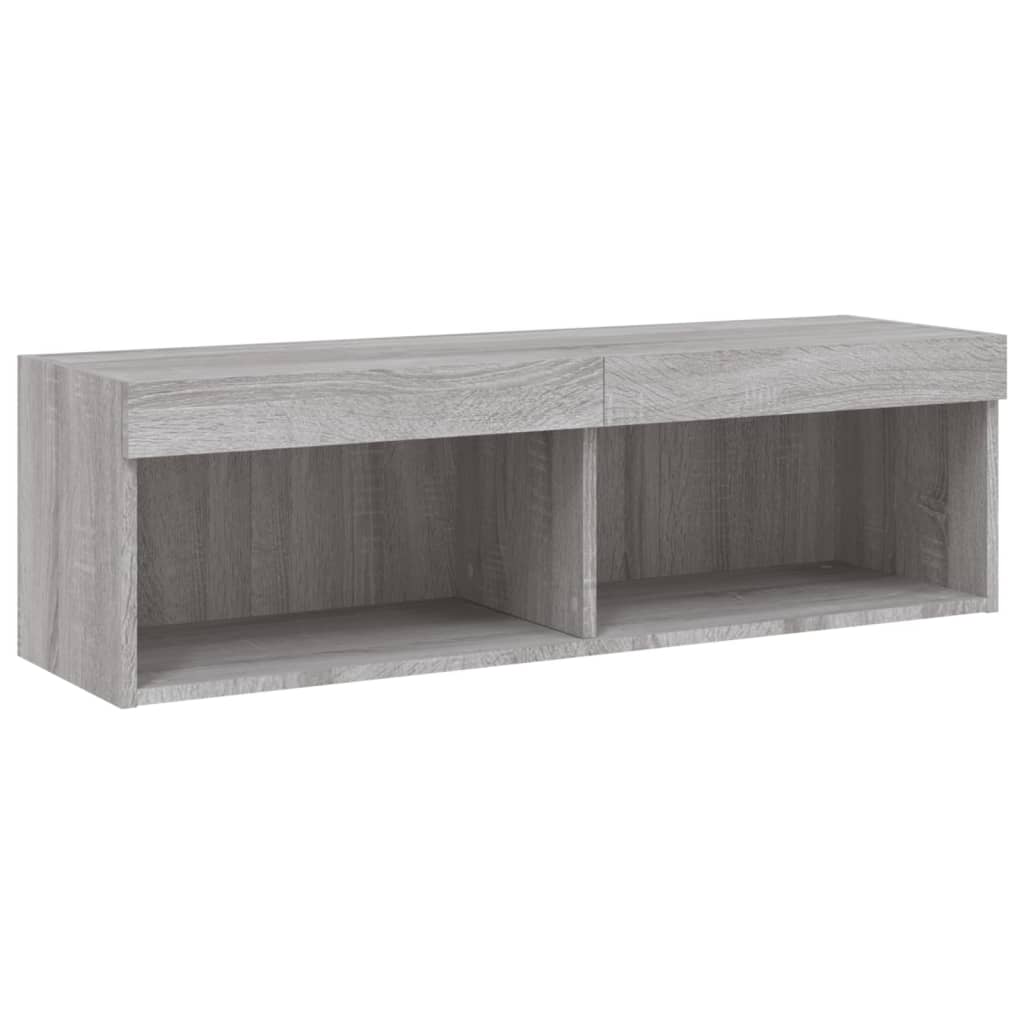 Comodă TV cu lumini LED, gri sonoma, 100x30x30 cm GartenMobel Dekor