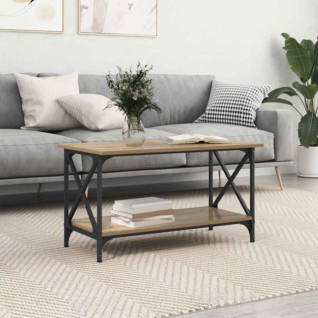 Masă de cafea stejar artizanal 80 x 45 x 45.5 cm Lemn compozit GartenMobel Dekor
