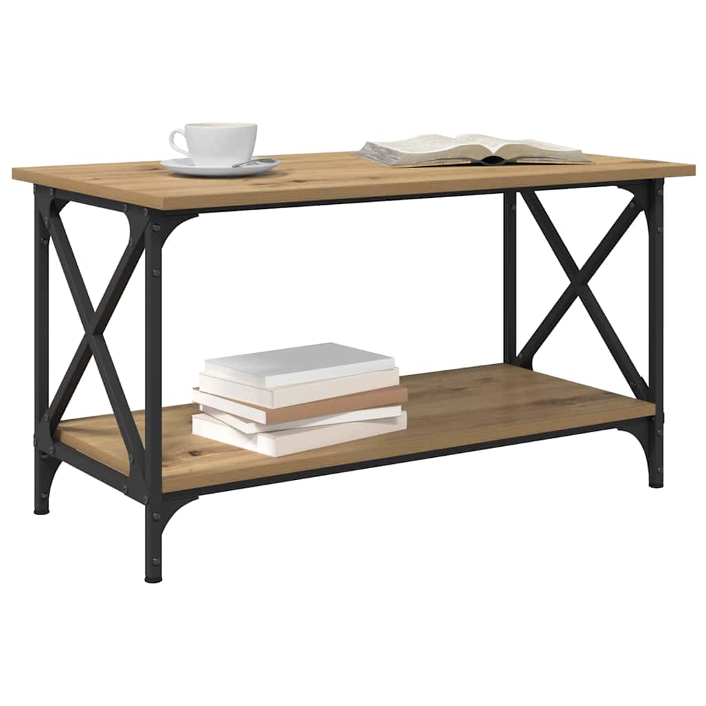 Masă de cafea stejar artizanal 80 x 45 x 45.5 cm Lemn compozit GartenMobel Dekor