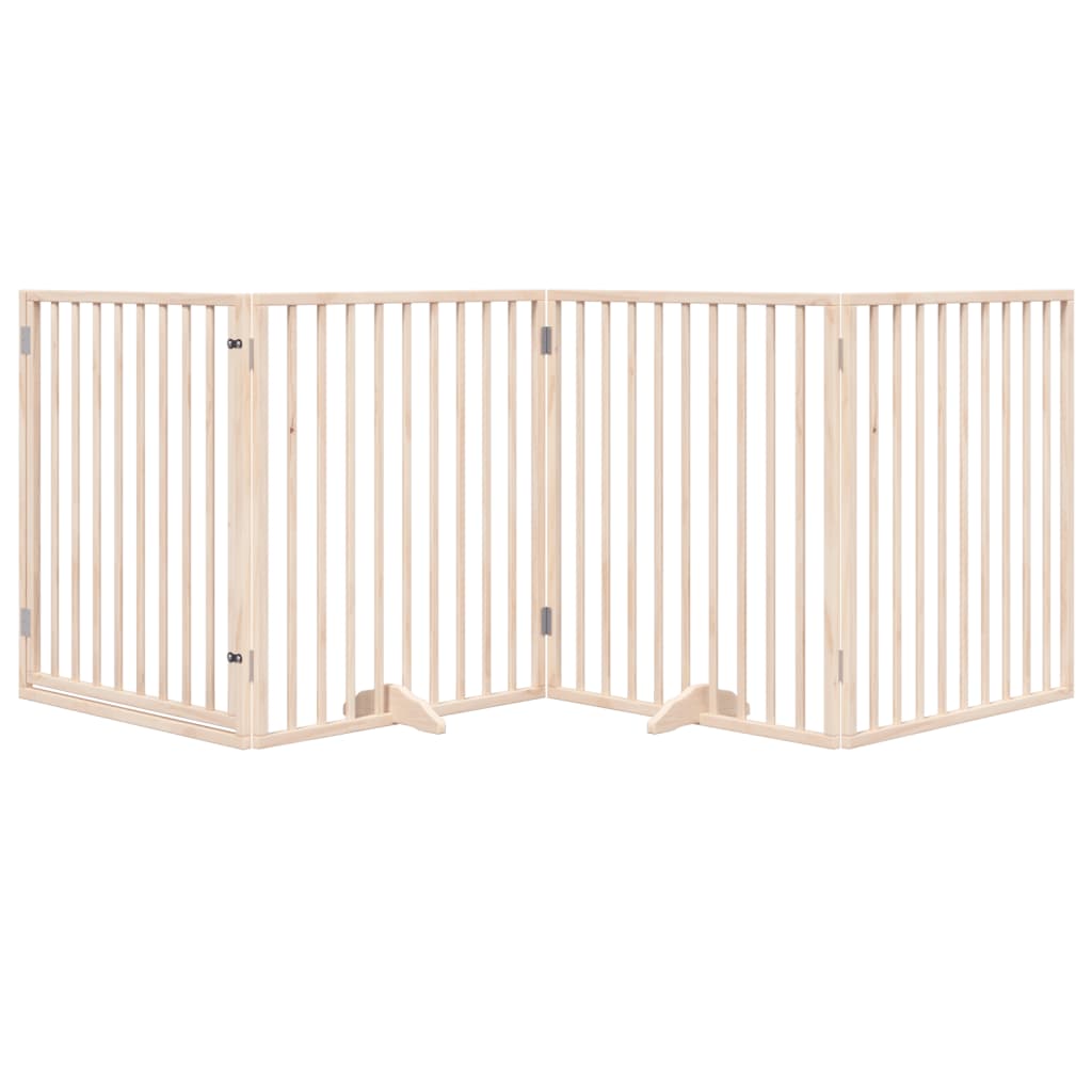 Poartă de câini pliabilă cu ușă, 4 panouri, 320 cm, lemn plop GartenMobel Dekor