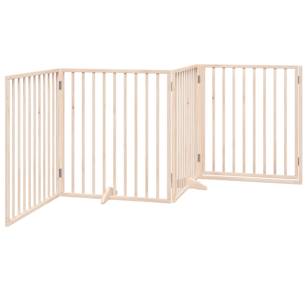 Poartă de câini pliabilă cu ușă, 4 panouri, 320 cm, lemn plop GartenMobel Dekor