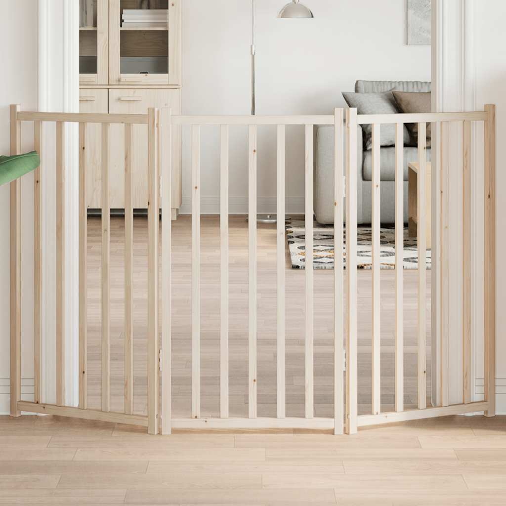 Poartă pentru câini pliabilă, 3 panouri, 150 cm, lemn de brad GartenMobel Dekor