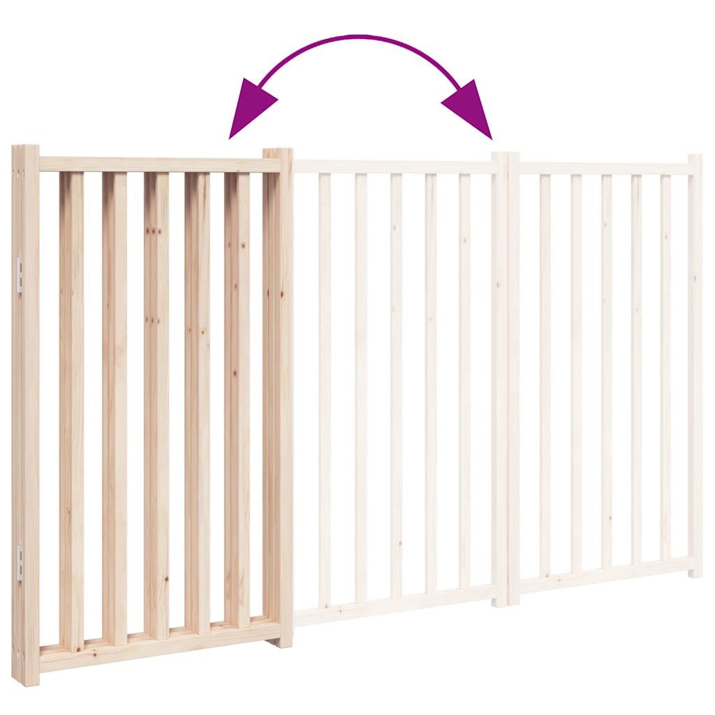Poartă pentru câini pliabilă, 3 panouri, 150 cm, lemn de brad GartenMobel Dekor
