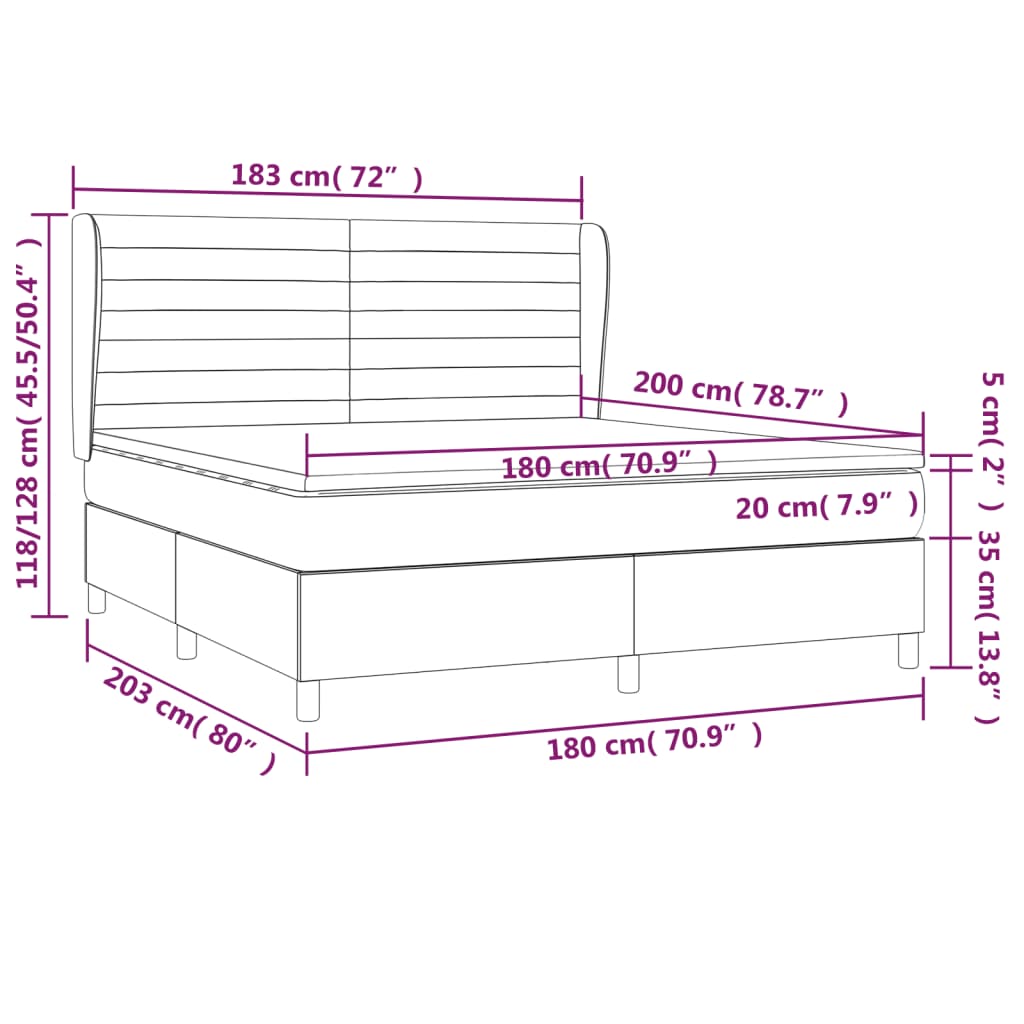Pat box spring cu saltea, verde închis, 180x200 cm, catifea GartenMobel Dekor