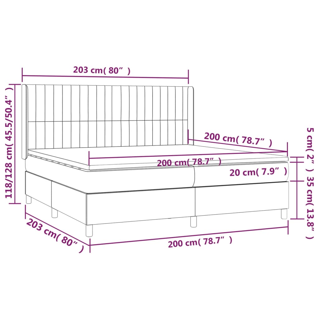Pat box spring cu saltea, verde închis, 200x200 cm, catifea GartenMobel Dekor