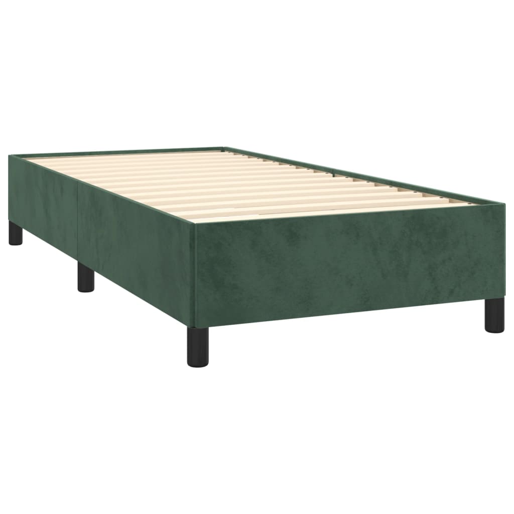 Pat box spring cu saltea, verde închis, 80x200 cm, catifea GartenMobel Dekor