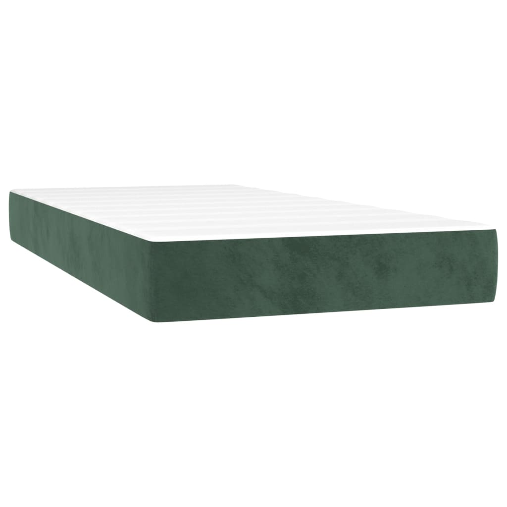 Pat box spring cu saltea, verde închis, 90x200 cm, catifea GartenMobel Dekor