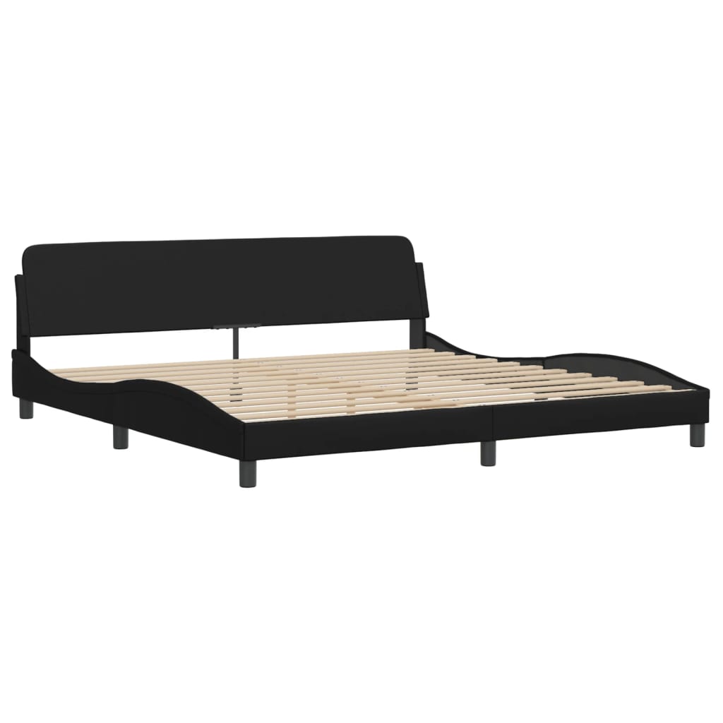 Pat cu saltea, negru, 200x200 cm, piele ecologică GartenMobel Dekor