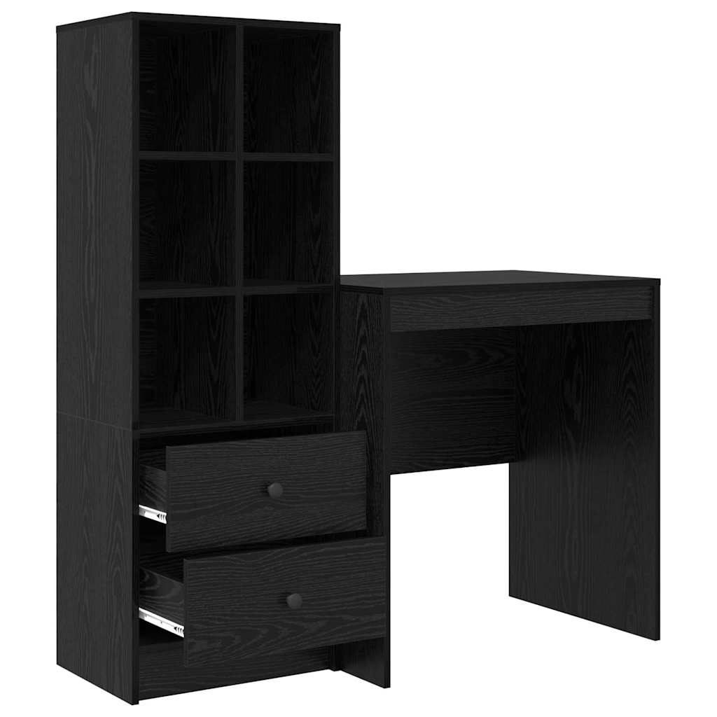 Birou cu spațiu de depozitare cu sertar 2 pcs Stejar negru GartenMobel Dekor