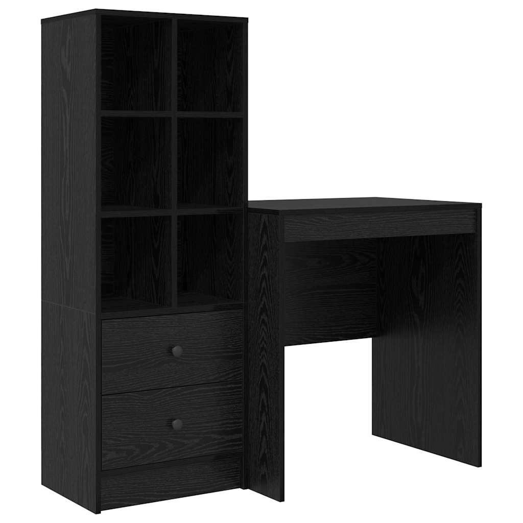 Birou cu spațiu de depozitare cu sertar 2 pcs Stejar negru GartenMobel Dekor