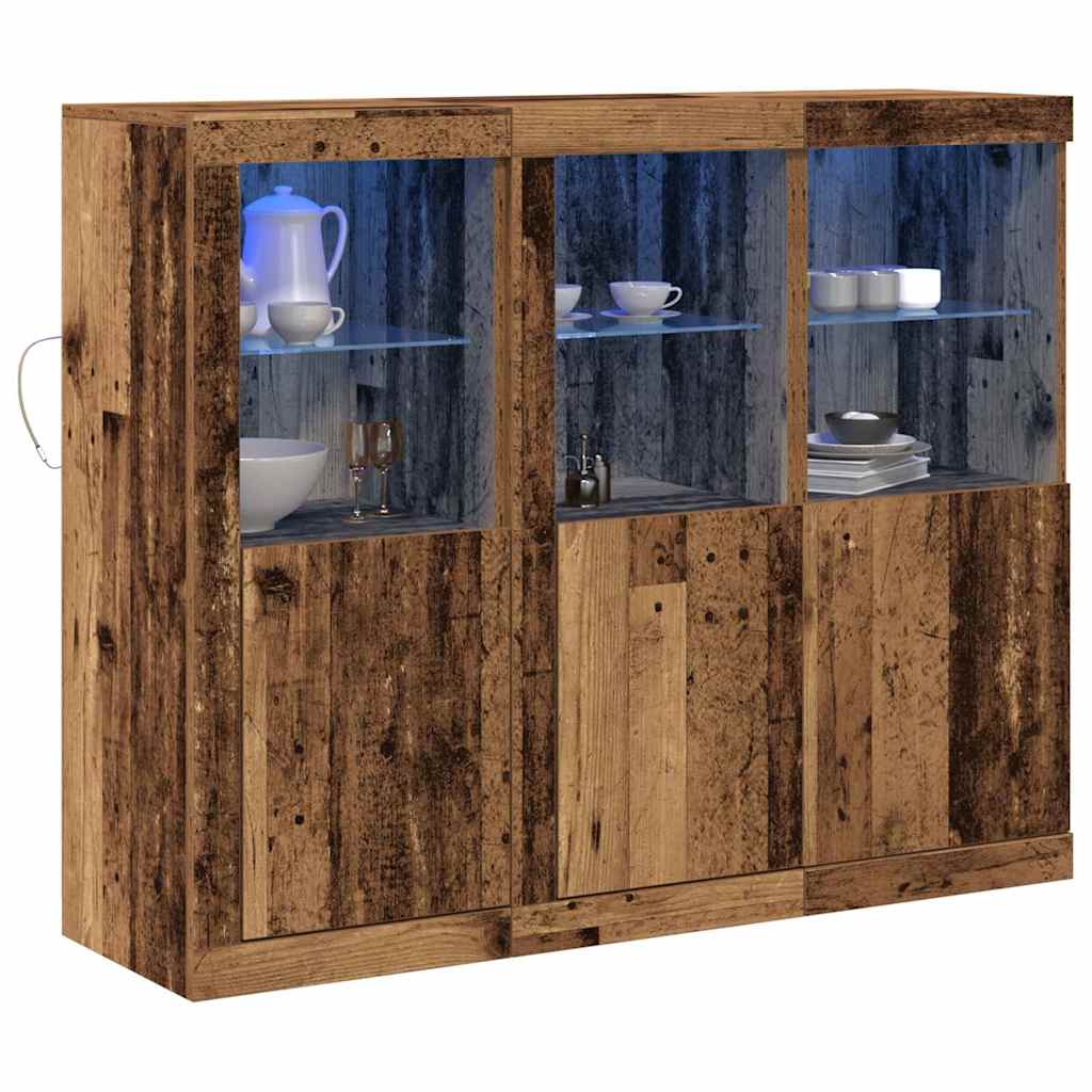 Bufet 3 pcs Lemn vechi 123 x 37 x 100 cm Lemn compozit GartenMobel Dekor