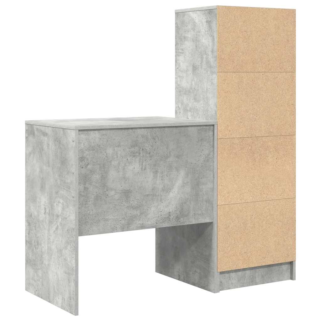 Birou cu spațiu de depozitare cu sertar 2 pcs Gri din beton GartenMobel Dekor
